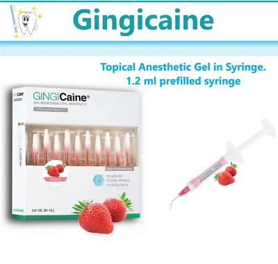 MARK3 Gingicaine Topical Anesthetic Gel in Syringe. 1.2 ml prefilled syringe Ex: 11/27
