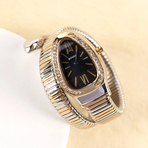 Women Luxury Snake Bracelet Watch Serpentine Retro Steel Quartz Watches Classy - Picture 11 of 24
