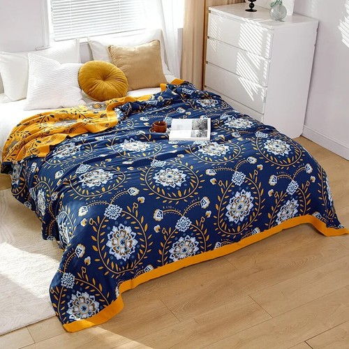 Gauze Cotton Blankets Flowers Sofa Towel Summer Blanket Soft Leisure Boho Sheets - Picture 25 of 58