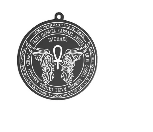 MICHAEL KORS 7 CIONDOLO ARCANGELO SAN MICHAEL RELIGIOSO NERO 22" Collana Argento Sterling 925