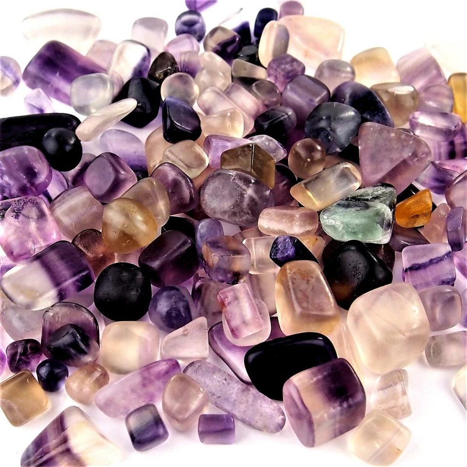 300 g Fluorit bunt Trommelsteine Ø 10 - 25 mm A - Qualität Regenbogenfluorit - Bild 2 von 3