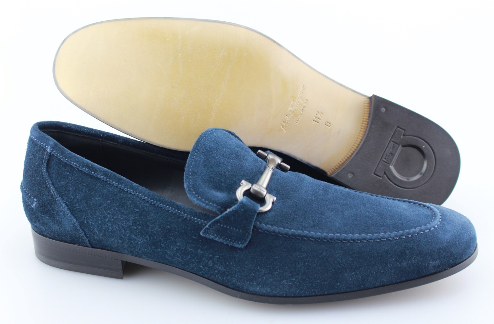 Men's SALVATORE FERRAGAMO 'Tapas' Aqua Blue Suede Loafers Size US