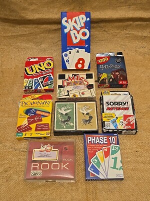Card Game Lot Uno Skip Bo Mille Bornes Pictionary Rook Phase 10 Sorry 
