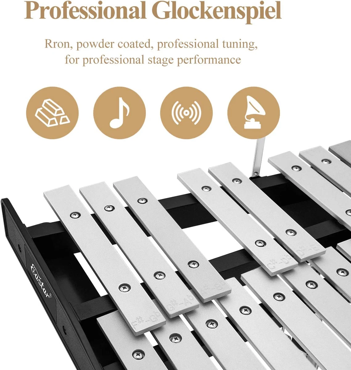 Professional 32 Note Glockenspiel Xylophone Bell Kit Percussion Kit for  Adult wi