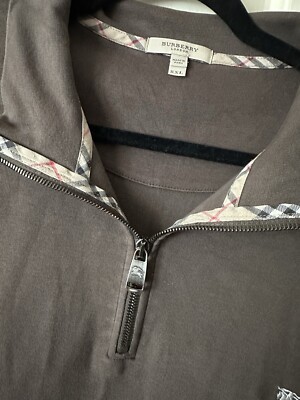 Burberry London Sweater Adult XXL Brown 1/4 Zip Pullover Brown