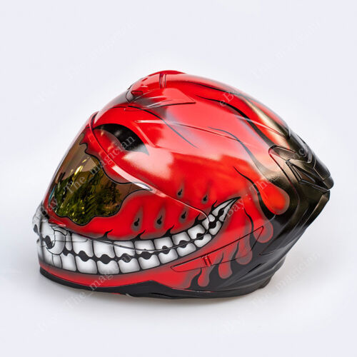 Full Face Custom Motorcycle Helmet DOT Racing Riding Ride Rider Smiley red CH08 - Picture 1 of 6