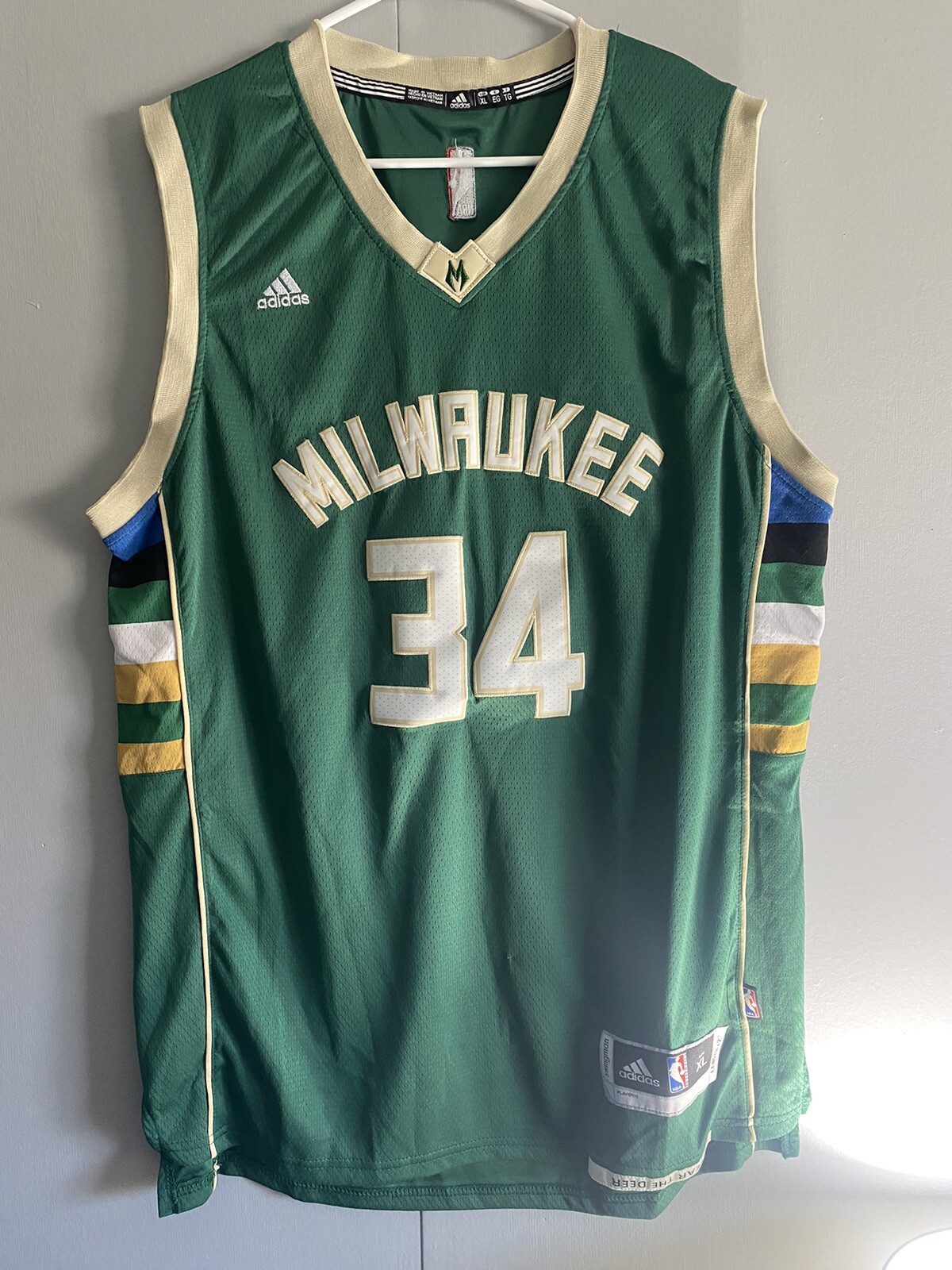 Men's Giannis Antetokounmpo Size XL Adidas 34 Basketball Jersey eBay