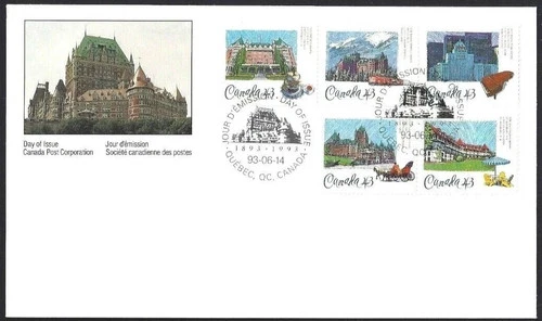 CANADA 1993 HISTORIC CPR HOTELS #1467-71 FIRST DAY COVER !! M263