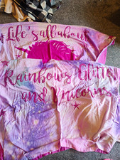 Single Unicorn Rainbows Duvet Cover & Pillowcase Set Polycotton Pink Purple