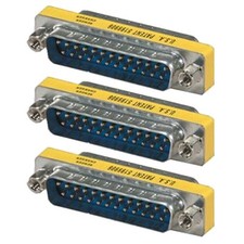3x DB25 25 Pin D-SUB Male to Male Mini Gender Changer Adapter Coupler Connector
