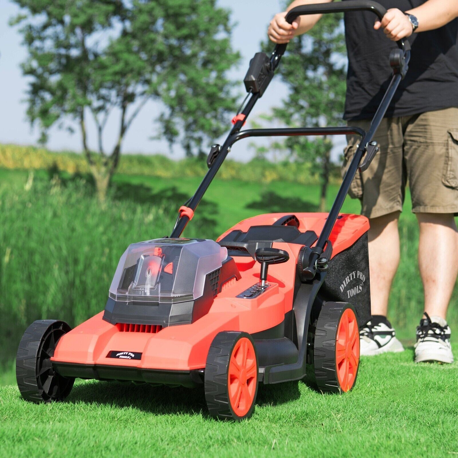 Cordless Lawnmower 43cm Cut With 40v Lithium-Ion Fast Charger Battery Lawn Mower