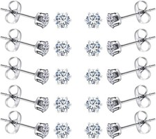Elegant Hypoallergenic 10-Pair Stud Earring Set with Stunning CZ in 4mm Size