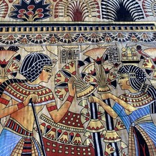Authentic Egyptian Papyrus Painting Handcrafted Artwork Pharaoh Queen 36  X 25  