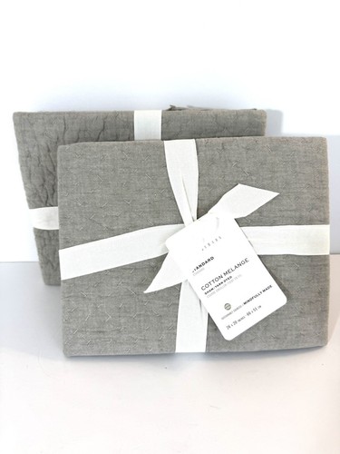 Pottery Barn Melange Handarbeit Baumwolle gesteppt Schein grau Eukalyptus Standard - Bild 1 von 8