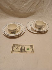2 sets Eden Peter Rabbit and Friends 3pc Dish Set White/Blue Plate Bowl Cup