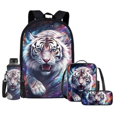 Tiger Backpack Backpack for Kids Girls Boys 4-in-1 School Bag Set with Lunch ...