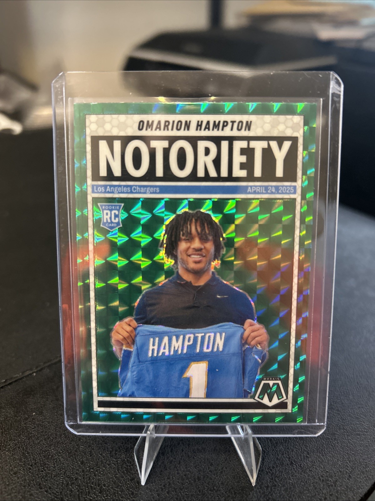 Omarion Hampton 2025 Panini Mosaic Notoriety #20 Green (RC)