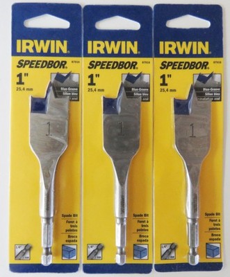 Lot of 3 Irwin Speedbor 1'' Flat Spade Drill Bits #87916 - NIP