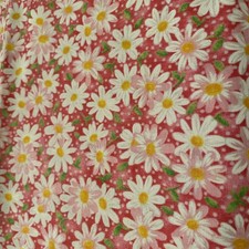 2 Yards White Daisies On Pink Background Cotton Fabric
