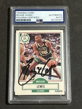 REGGIE LEWIS 1990-91 FLEER SIGNED AUTOGRAPHED CARD CELTICS PSA/DNA CERTIFIED