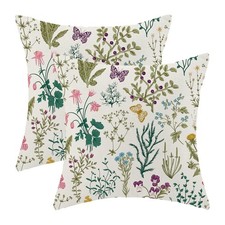 AEIOAE Spring Pillow Covers 16x16 Inch Set of 2,Sage Green Teal Wild Flower P...