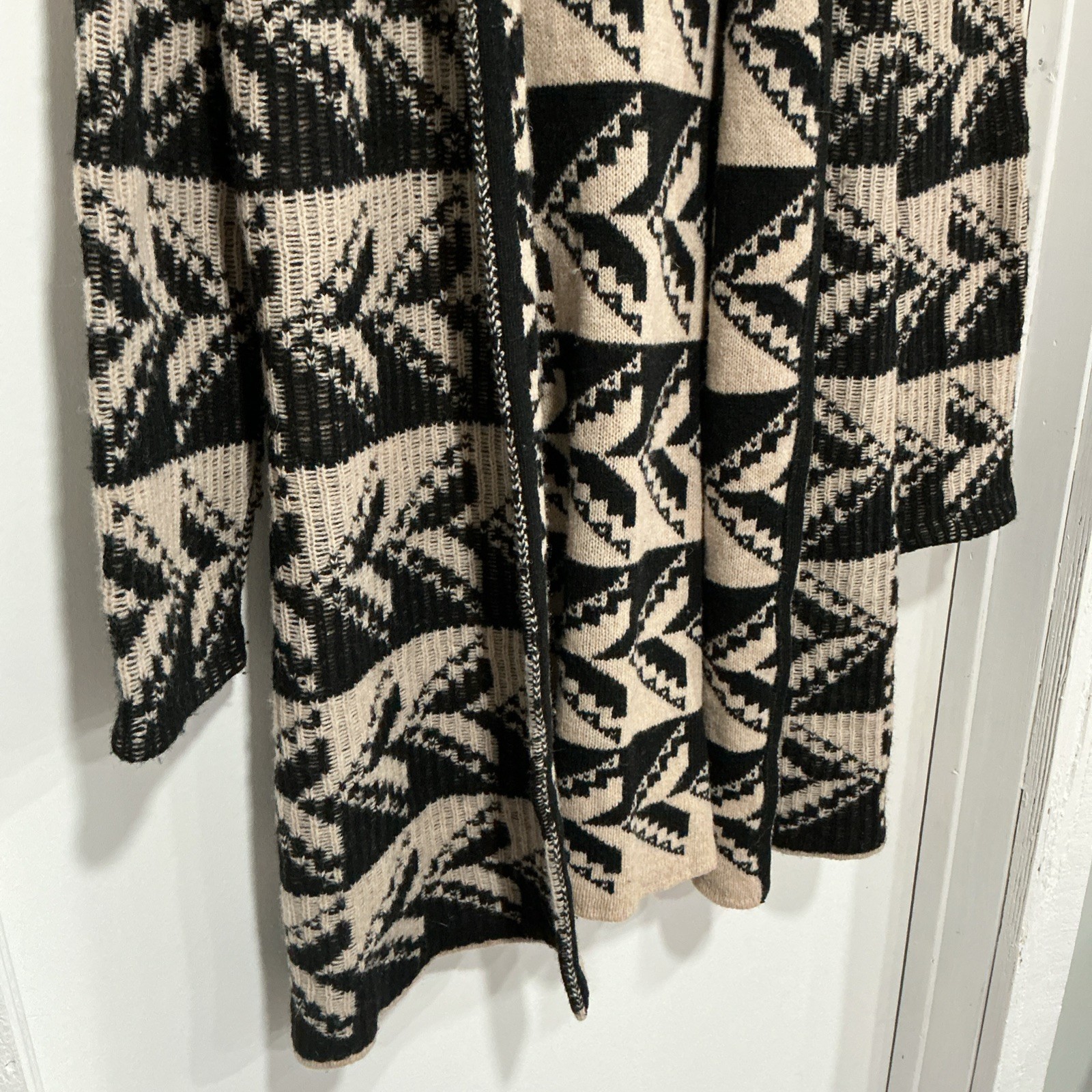 Sundance Wool Sweater Duster Jacket, Aztec, Beige… - image 3