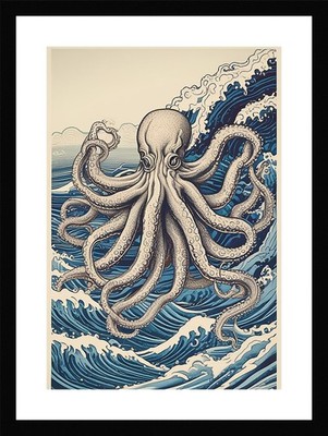 Moderner Oktopus gerahmtes Wandbild Poster Leinwanddruck Bild