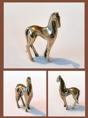 Messing Figur Qian Ying Pferd massiv NEU