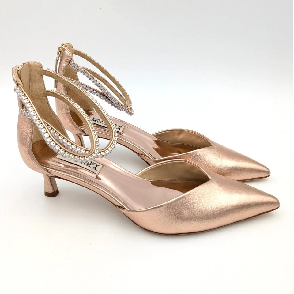 Badgley Mischka Lilibeth Mujer Dorado Doble Correa Gatito Tacones Talla US6.5 EU37 Foto 3 de 4