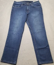 Buffalo David Bitton Jeans Mens 36x32 Blue Denim Stretch Straight Leg 5-Pocket