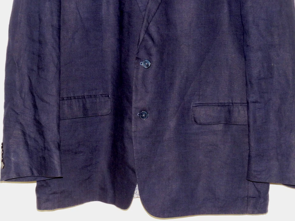 Blazer chaqueta deportiva LAUREN Ralph Lauren 100 % lino 2 botones azul marino para hombre 48L Foto 3 de 4