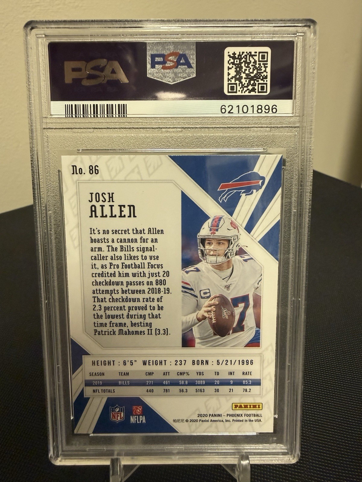 2020 Panini Phoenix Josh Allen #86 Fire Burst PSA 10 GEM MT Buffalo Bills view 2