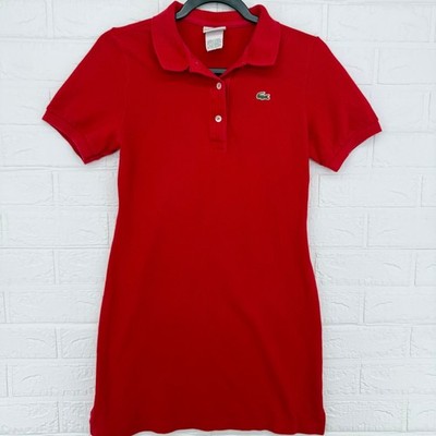 Lacoste Polo Dress Kids Size 40 Red Cotton Pique Short Sleeve Preppy Sporty Chic