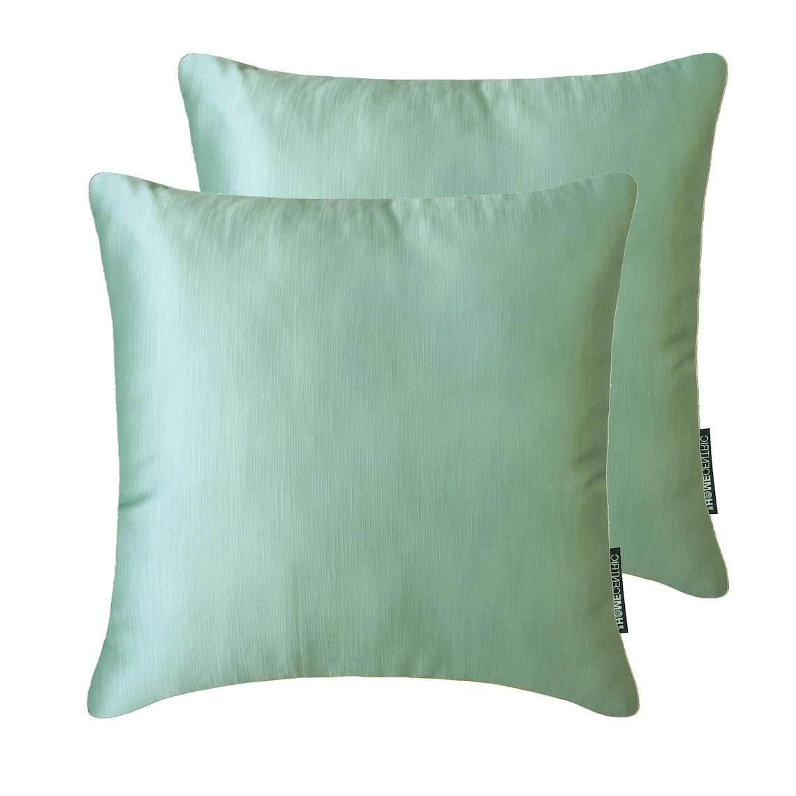 Ice Green Satin Throw Pillow Covers, 16"x16" (Pack of 2)-Ice Green Slub Satin
