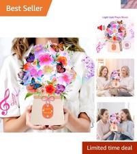 3D Pop-Up Floral Birthday Card with Light  Music for Women - 10 Inch Surprise