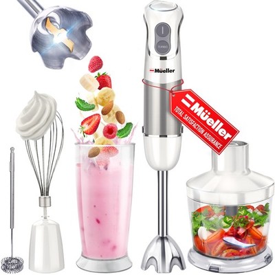 Mueller Multistick 800W 4-in-1 Immersion Blender Handheld, 12 Speed Hand Mixe...
