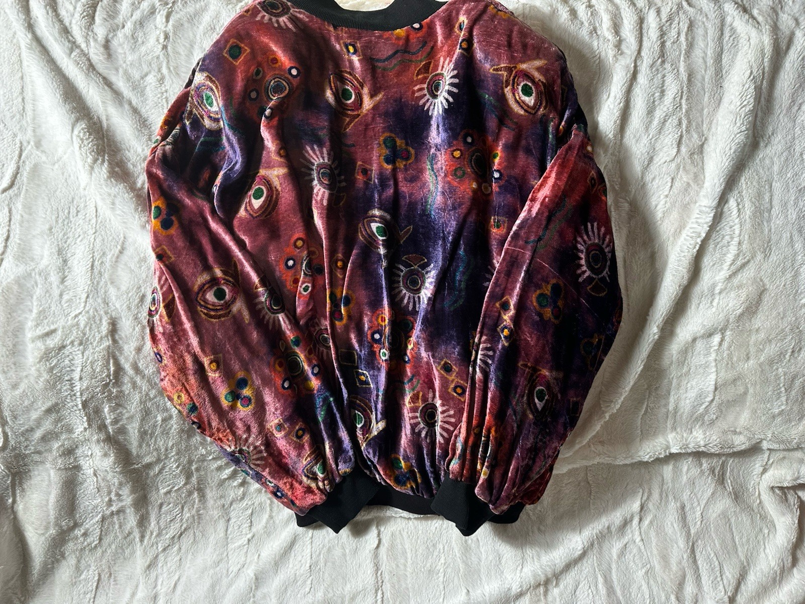effect geometric multicolor bomber jacket zip poc… - image 5