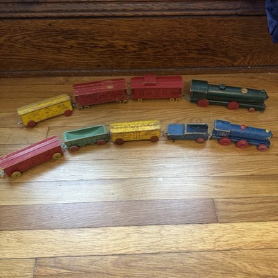 Vintage MCM Strombecker Pennsylvania Wooden Toy Trains Sets