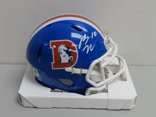 Bo Nix Signed Auto Autograph Replica Broncos Mini Helmet Beckett BAS COA