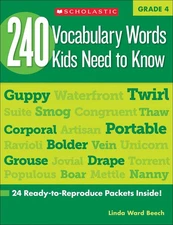 240 Vocabulary Words Kids Need to Know, Grade 4: 24 Ready-to-reproduce Packe...