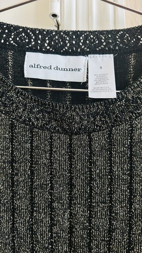 Alfred Dunner Black Gold Glitter Top Womens Size Small - Picture 2 of 9