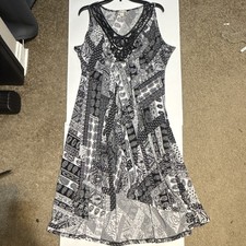 World Unity Black/White Paisley Scoop Neck Sleeveless Maxi A-Line Dress XL