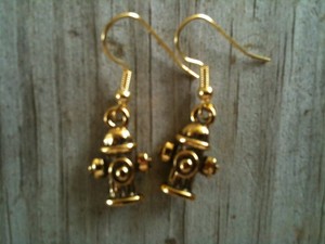 Authentic Medium Fire Hydrant Dog Gold Plated Lead Free Pewter Earrings