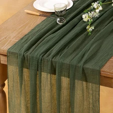 Olive Green Cheesecloth Table Runner Boho Gauze Summer Olive Table Runner 120 In