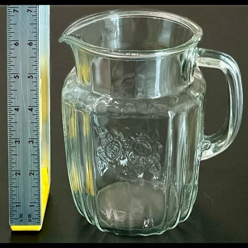 Vintage Anchor Hocking Open Rose Mayfair Clear Glass Pitcher Water Juice 32 Oz