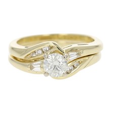 .68ctw Round Cut Diamond with Accents Wedding Set Rings 14k Yellow Gold Size 6.5