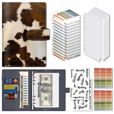 Budget Binder, Cute A6 Money Saving Binder with Zipper Envelopes, PU Leather ...