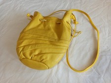 BORSA A SACCO IN PELLE GIALLA ARTIGIANALE TRACOLLA SAC À DOS BOLSA DE SACO 黄色
