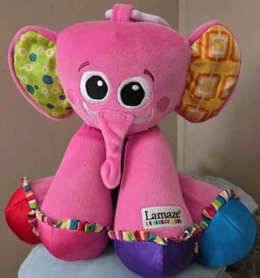 Lamaze Pink ELEPHANT Multi Tone Squeeze Toy Crinkle Colorful Texture 2006