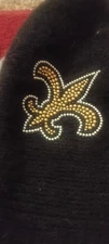 Women's New Orleans Saints Logo on Sweater Shawl - Black to White Ombre - fringe
